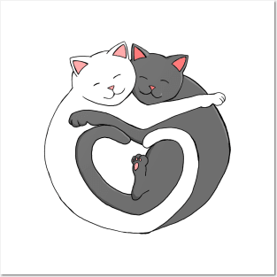 Valentine's Day Cat Heart White Design Posters and Art